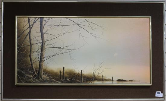 Michael John Hill, oil on board, landscape, signed and dated 1981, 45 x 91cm.